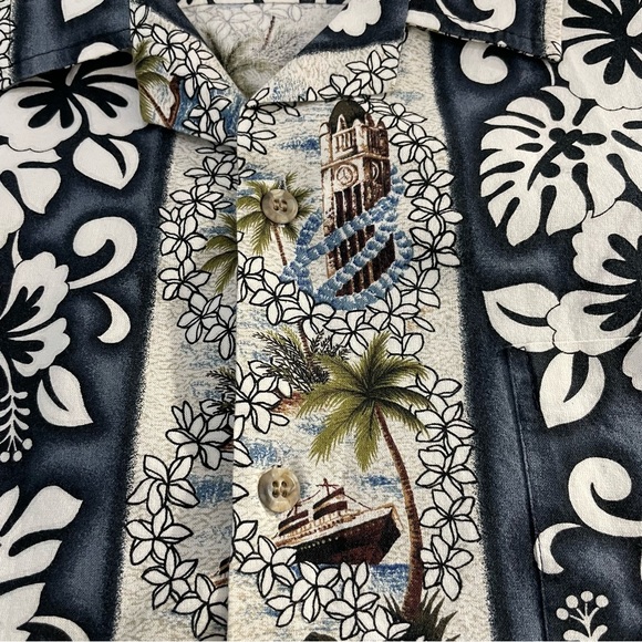 Vintage Hawaiian Shirt Men Size XLarge Made In Hawaii Aloha Tower Cruise Flower - Picture 6 of 10